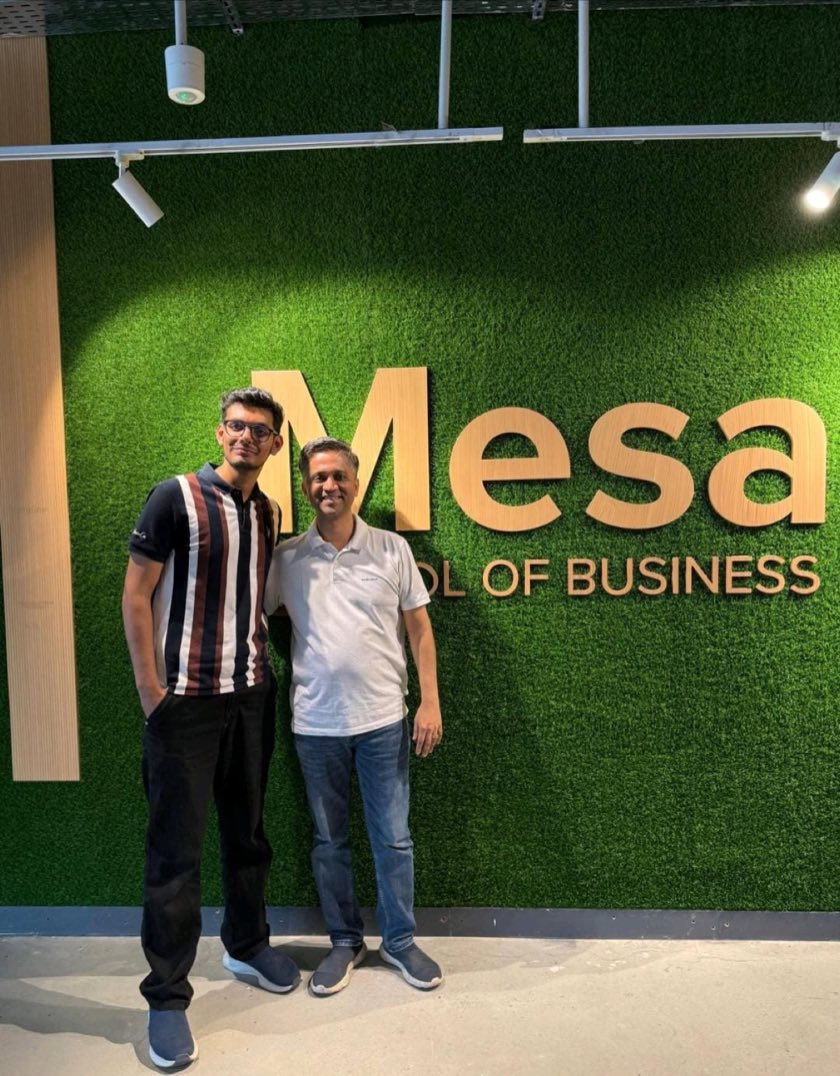 Nimitt with Kiran Shah, founder of Go Zero, at Mesa School of Business